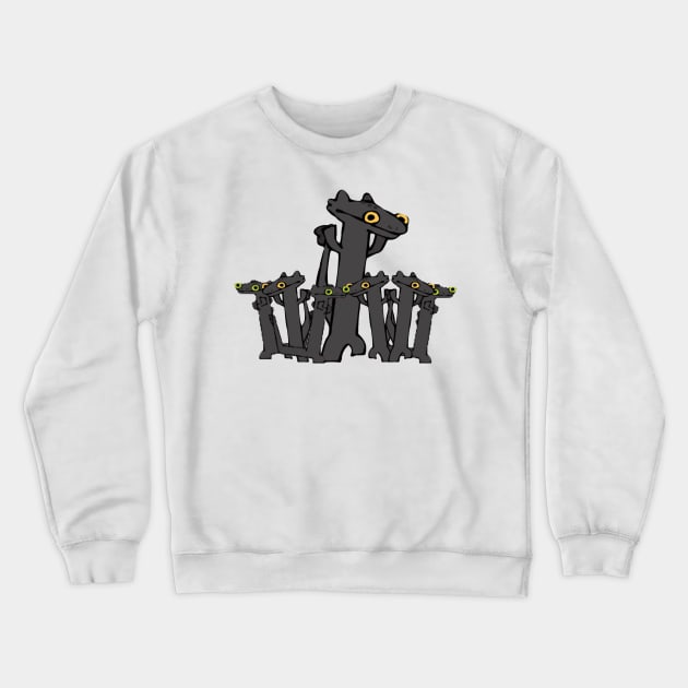 toothless cartoon animation dancing meme group Crewneck Sweatshirt by GoldenHoopMarket